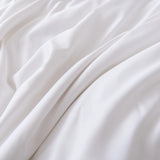 Experience the ultra-soft, smooth, and breathable Linenly Bamboo Sheet Set - White, featuring gentle folds that offer a calming sense of comfort for restful sleep.